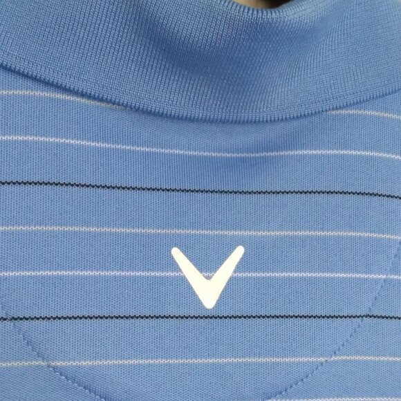 Men's Callaway Blue Striped Performance Polo Golf Shirt Size Medium - Picture 5 of 6